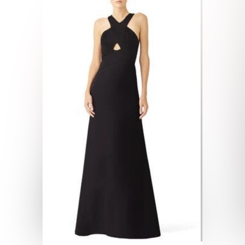 Aidan by Aidan Mattox Black Cross-Back Prom Gown